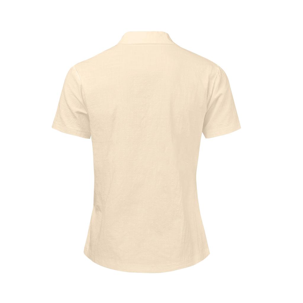 Herredress i ensfarget bomullslin med jakkeslag og knytebluse med korte ermer