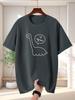 Unisex T Shirt Line Dinosaur Korean Text Graphic Tee Cute Cartoon Print Short Sleeve O Neck Loose Casual Tops Summer Streetwear