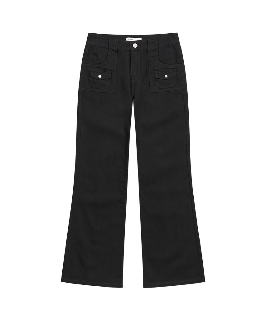 Pepeulli Mini Pocket Boots Cut Cotton Pants (Black)