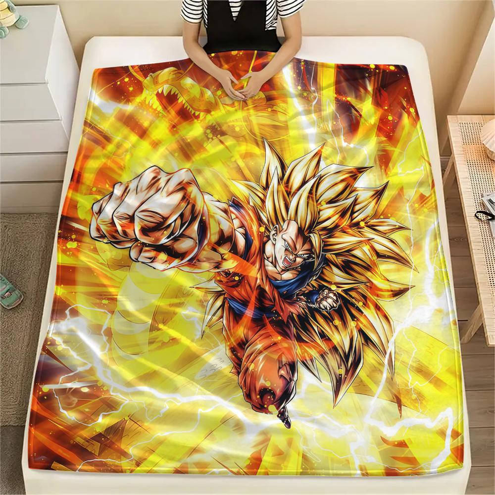 

Son Goku Print Flannel Blanket, Versatile Use for Sofa Bed Chair, Picnic Travel, Warm Bedroom Decor -HE15 75x90cm