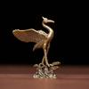 Copperware Crane Figurines Pure Brass Brass Miniatures Red-crowned Crane Sculpture  Handle Decor