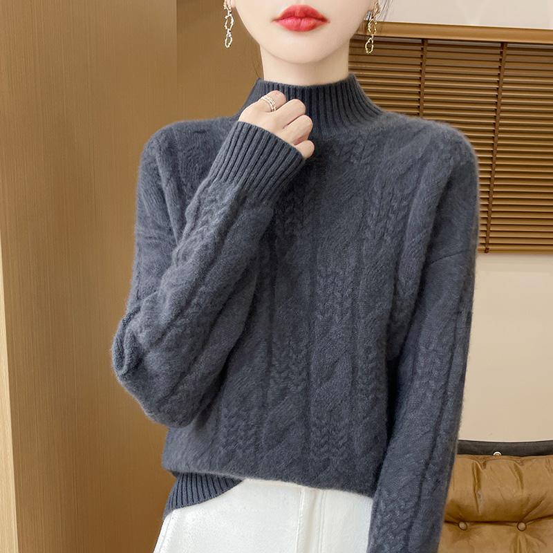 Women's Cashmere Sweater Qinghe Cashmere 30% Cashmere 70% Wool Autumn and Winter Pullover Warm and Fashionable