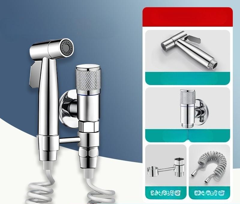

Handheld Bidet Toilet Spray Gun Set Bathroom Cleaning Women Washing Portable High Pressure Spray Gun Bathroom Accessories срібний