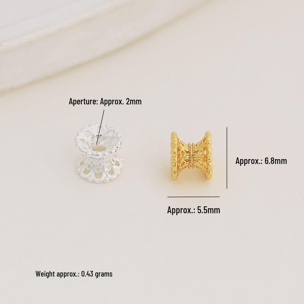 18k Gold-Filled Color-Preserving Hollow Waist Flower Spacer Beads for DIY Double-Sided Crystal Bracelet Jewelry
