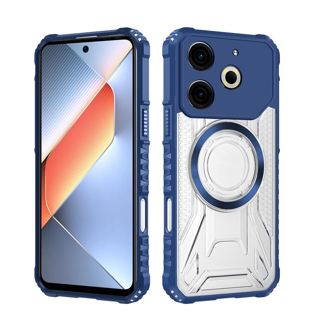 KEYSION Transparent Magnetic Case for TECNO Pova 6 Neo 4G Silicone+PC Heavy Duty Shockproof Phone Cover for for Tecno Pova 6 Neo 4G