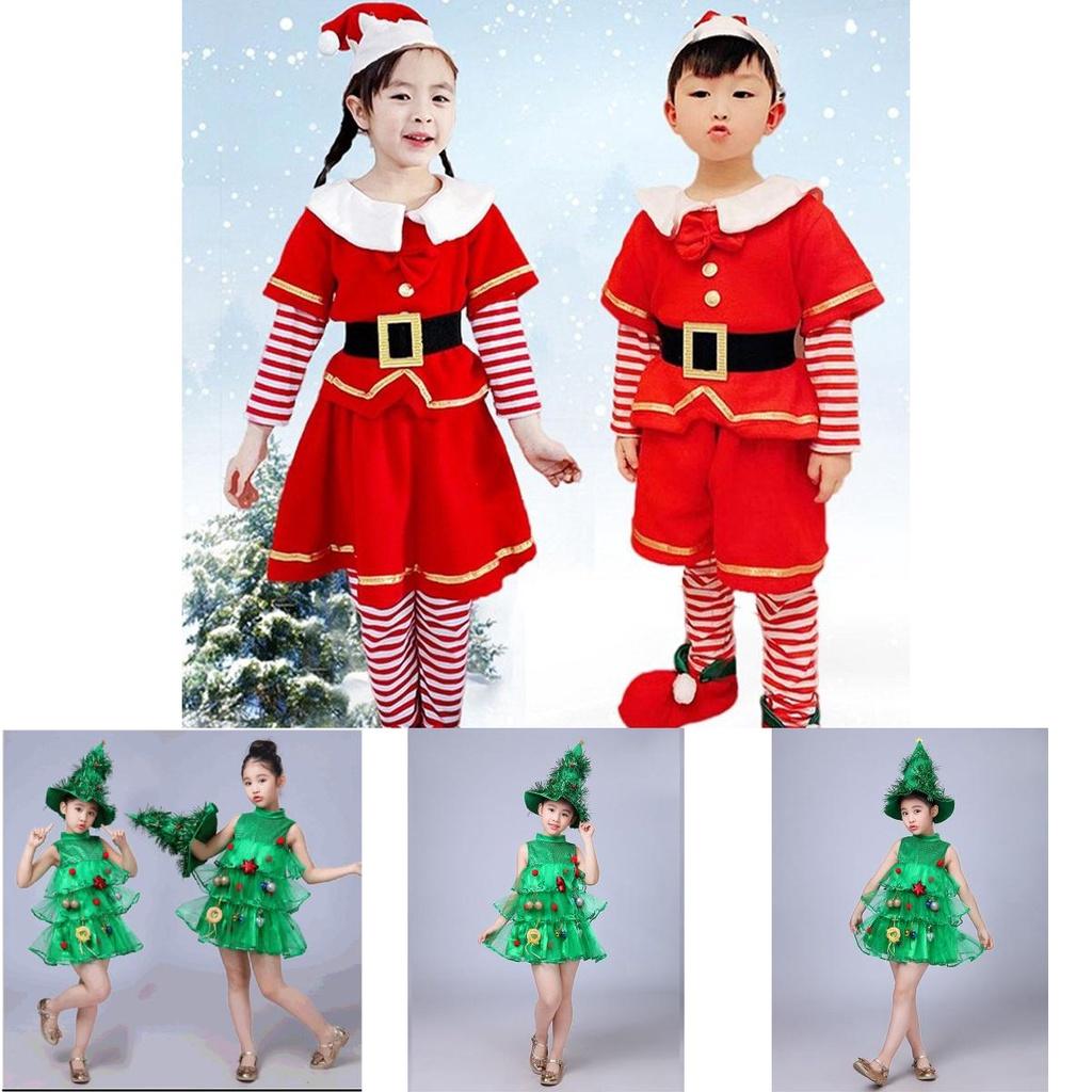 Joyful Girls Christmas Tree Costumes Fun Kids Dress With Eye-catching Hat For Events