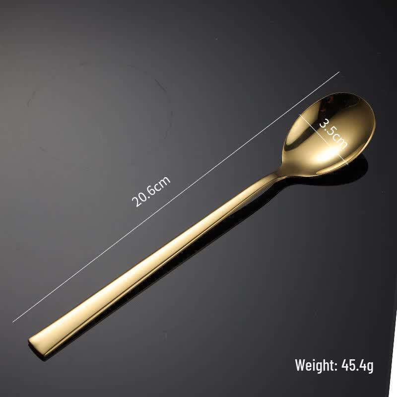 Qianxing Korean Style 304 Stainless Steel Gold Long Handle Spoons, 10-Pack