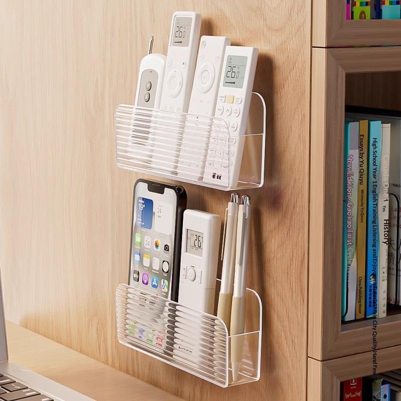 1 Stück Klarer Acryl-Fernbedienungs-Aufbewahrungsständer Selbstklebend Bohren Nicht Notwendig 4 Schlitze Organizer für Büro Schule Zuhause