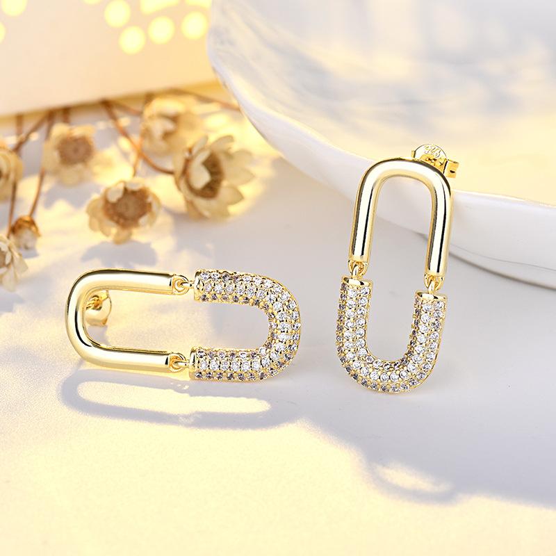 High-End Ohrringe im neuen Stil mit doppeltem U-förmigen Vollpavé für Damen