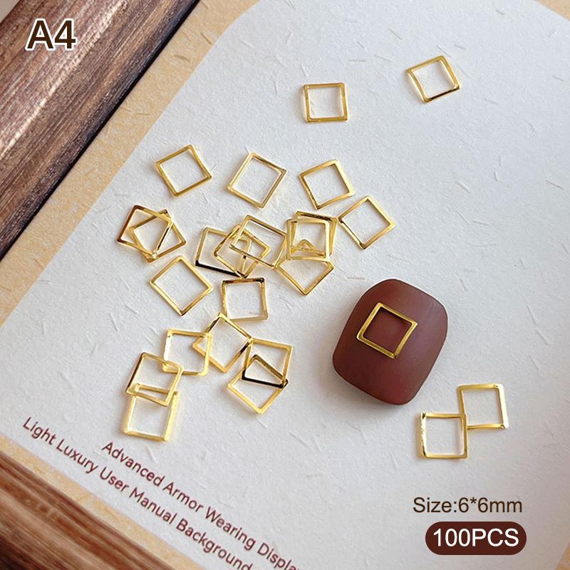 100pcs Alloy Star/Moon 3d Nail Art Charms Gold Flatback Love/Cross/Geometric Nails Decorations Manicure Supplies