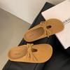 South Korea Dongdaemun women's shoes autumn new round head flat bottom bag head half slippers outside wearing lazy Mueller shoes