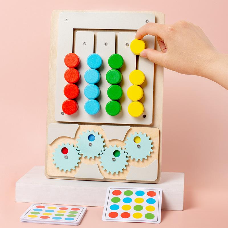 Children's Wooden Thinking Explore Color Matching Educational Toys Kindergarten Intellectual Development Four-color Game