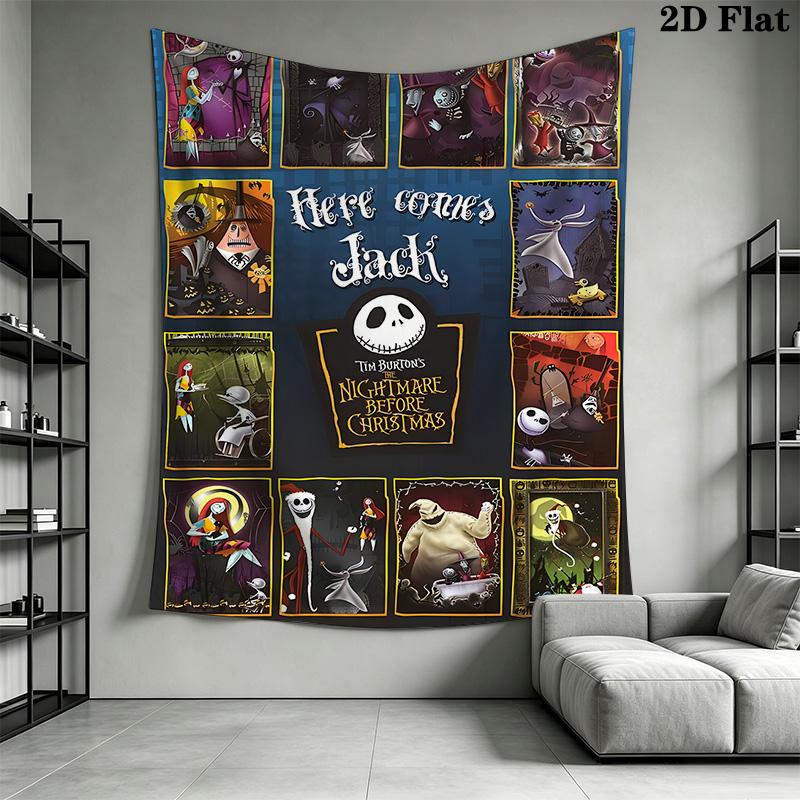 Jack Skellington'S Spooky Adventure Tapestry Background Cloth Wallmounted Wall Decoration Soft Background Wall Hanging Cloth