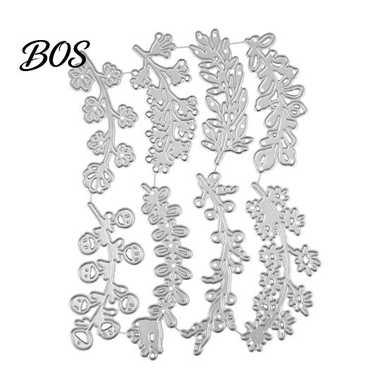 Tissue Paper Craft Cutter 8PCS Vines Cutting Mold, Photo Album Mold Embossing Die, Durable Leaf And Berry Carbon Steel Stencil, for DIY Scrapbook Card 8pcs