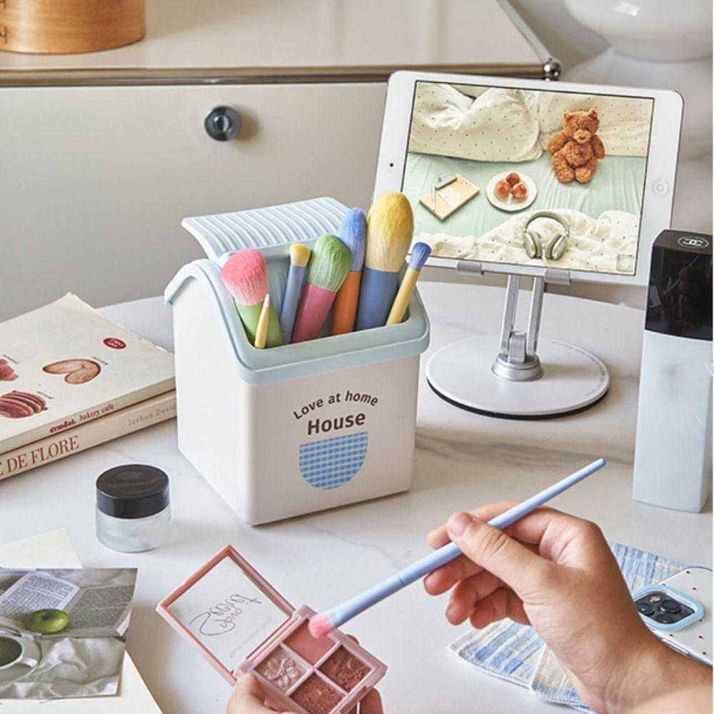 Pen Stand Pencil Storage Box Large Capacity Makeup Brush Organizer Sweet House Pen Holder  School