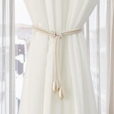 2Pcs Boho Style Curtain Straps Handmade Natural Cotton Linen Curtain Ties Curtain Rack Balcony Towel Holder
