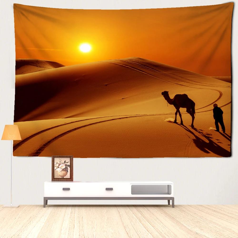 Desert Camel Tapestry Wall Hanging Abstract Mysterious Natural Landscape Art Animals Bohemian Bedroom Living Room Home Decor