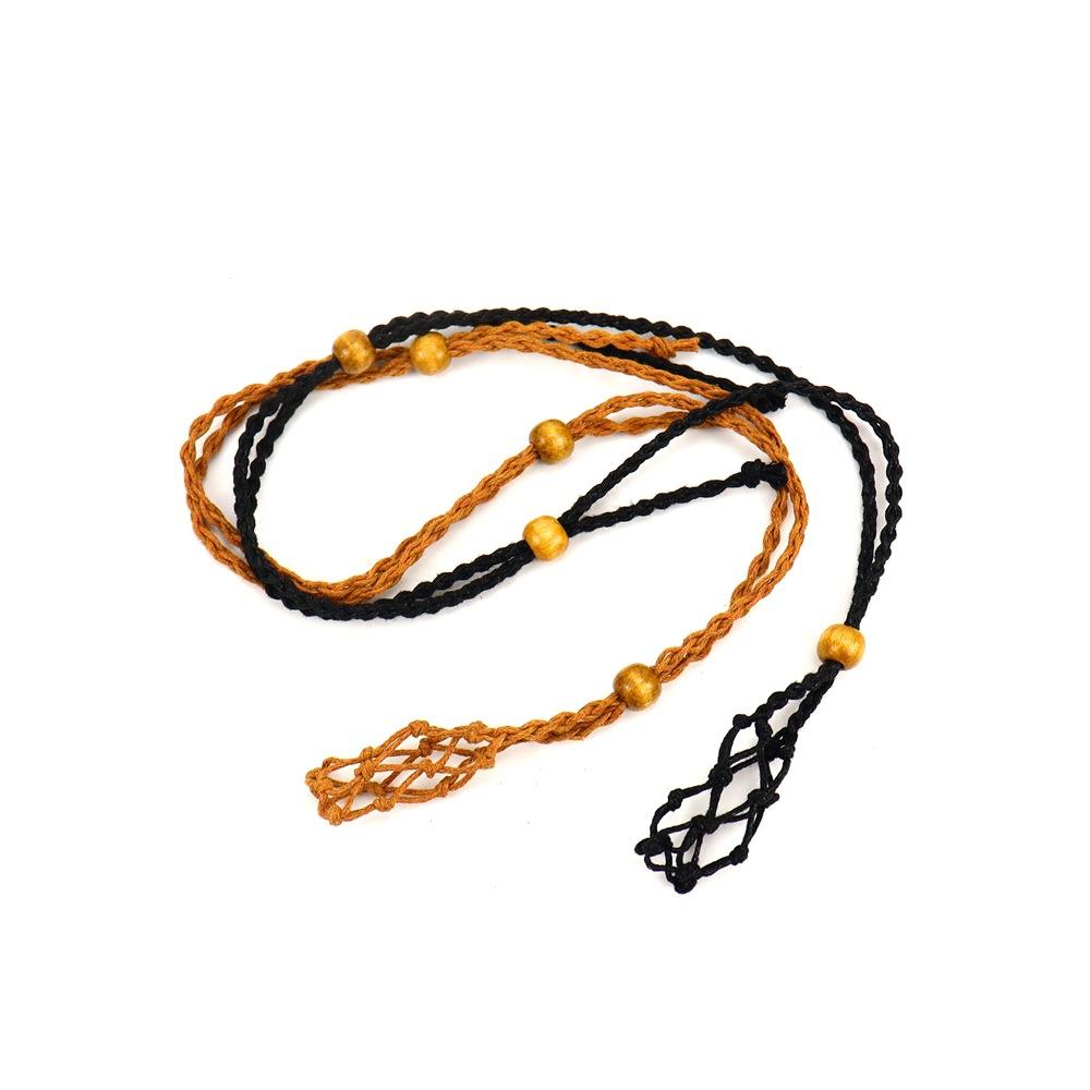 Natural Stone Mesh Pocket Woven Necklace Pendant Pull Adjustable Retractable Mesh Pocket Hand Woven Mesh Holder N166
