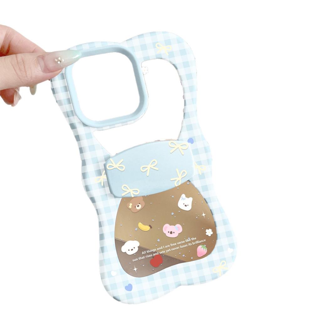 Full screen animal ins wind bow bracket is suitable for Apple 16/15iphone13PROMAX mobile phone case niche