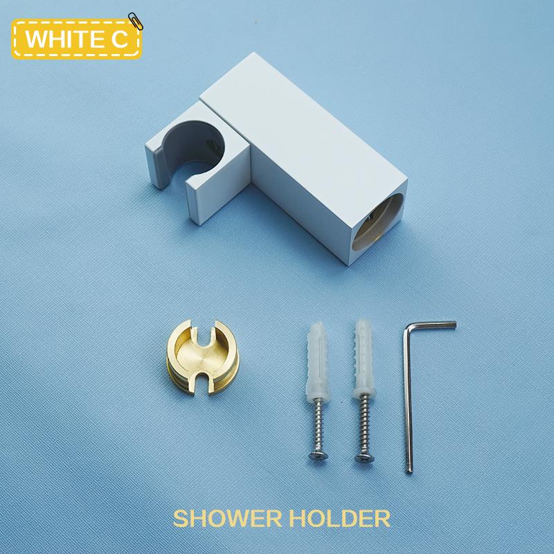 Brass White Handheld Shower Head Bathroom Round and Square Adjustable Stand Handheld Shower Head Wall Mounted Faucet Accessories