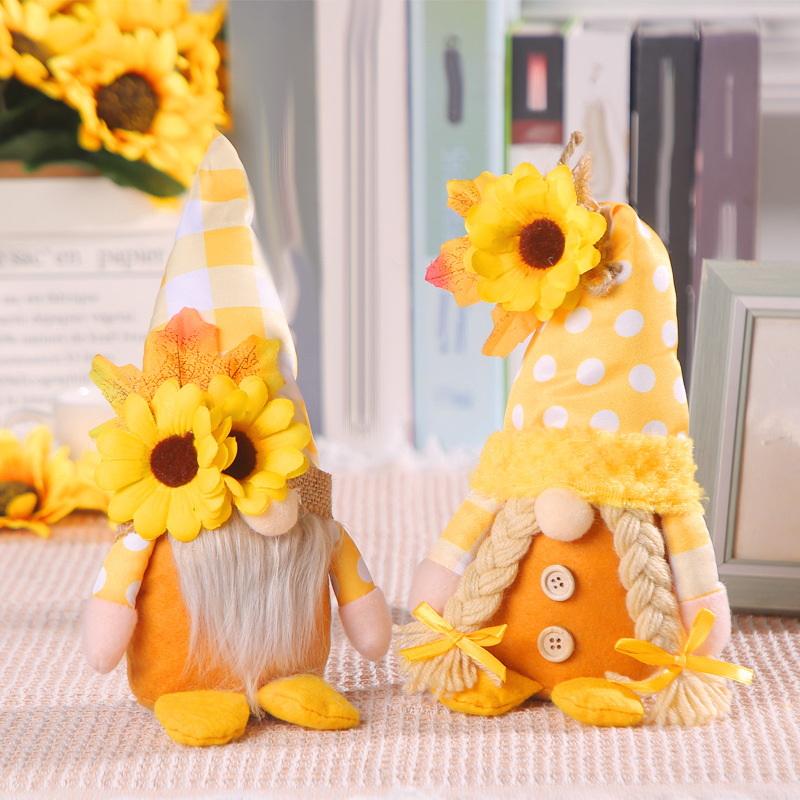 Sunflower Farmhouse Gnome Plush Decor:Cute Couple Soft Dolls,Durable Home Tabletop/Bookcase Ornament,Perfect Festival Gift&