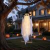 Glowing Halloween Atmosphere Prop Hanging Swing Ghost Decoration with Witch Hat, Spooky Outdoor Decor Flexible Fabric for Display String Light