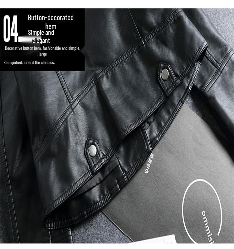 2023 Haining Spring & Autumn Women's Slim Fit PU Leather Motorcycle Jacket with Turn-Down Collar