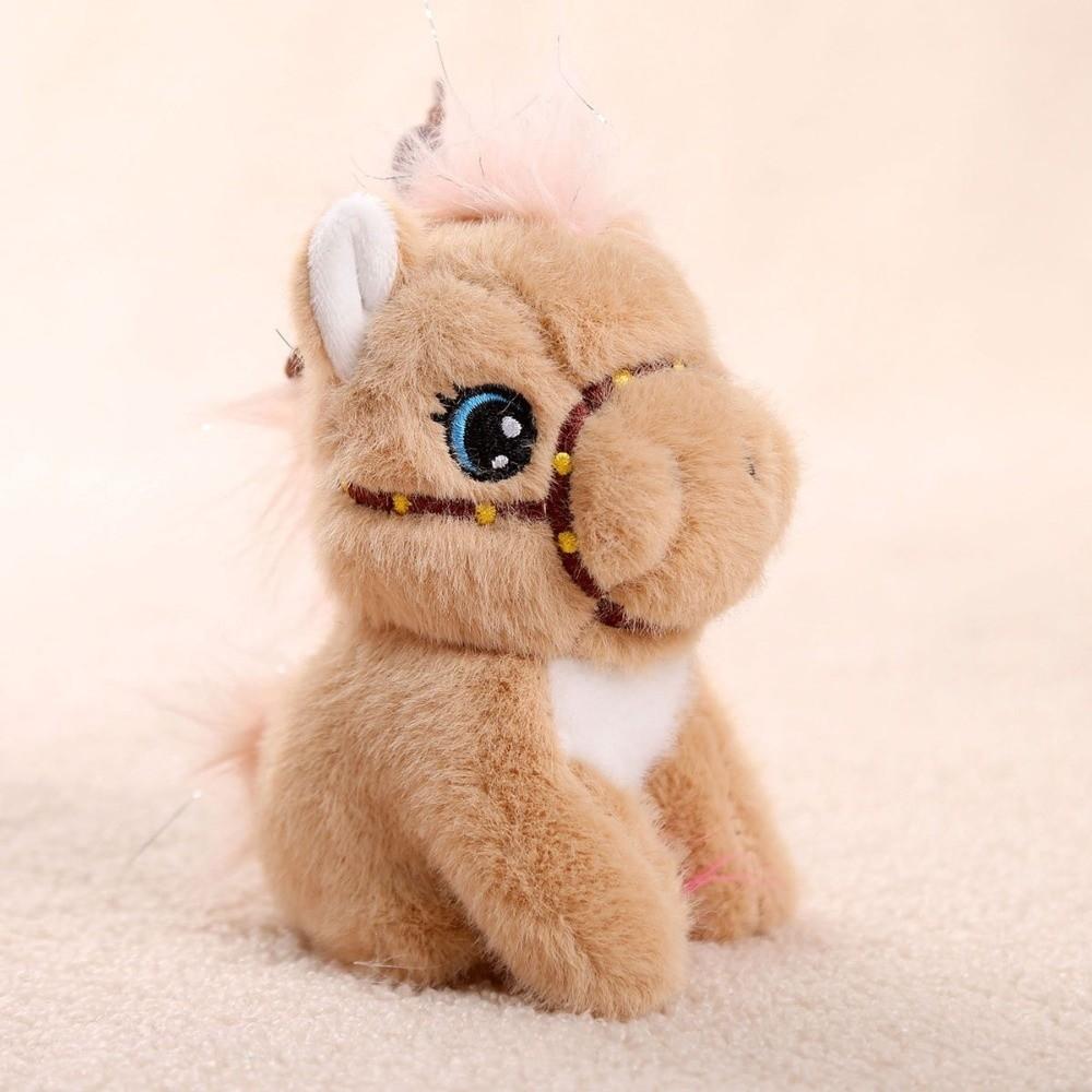 Einfarbiger Plüschpferde-Schlüsselanhänger Cartoon Plüschpferde-Puppenanhänger Geburtstagsgeschenk