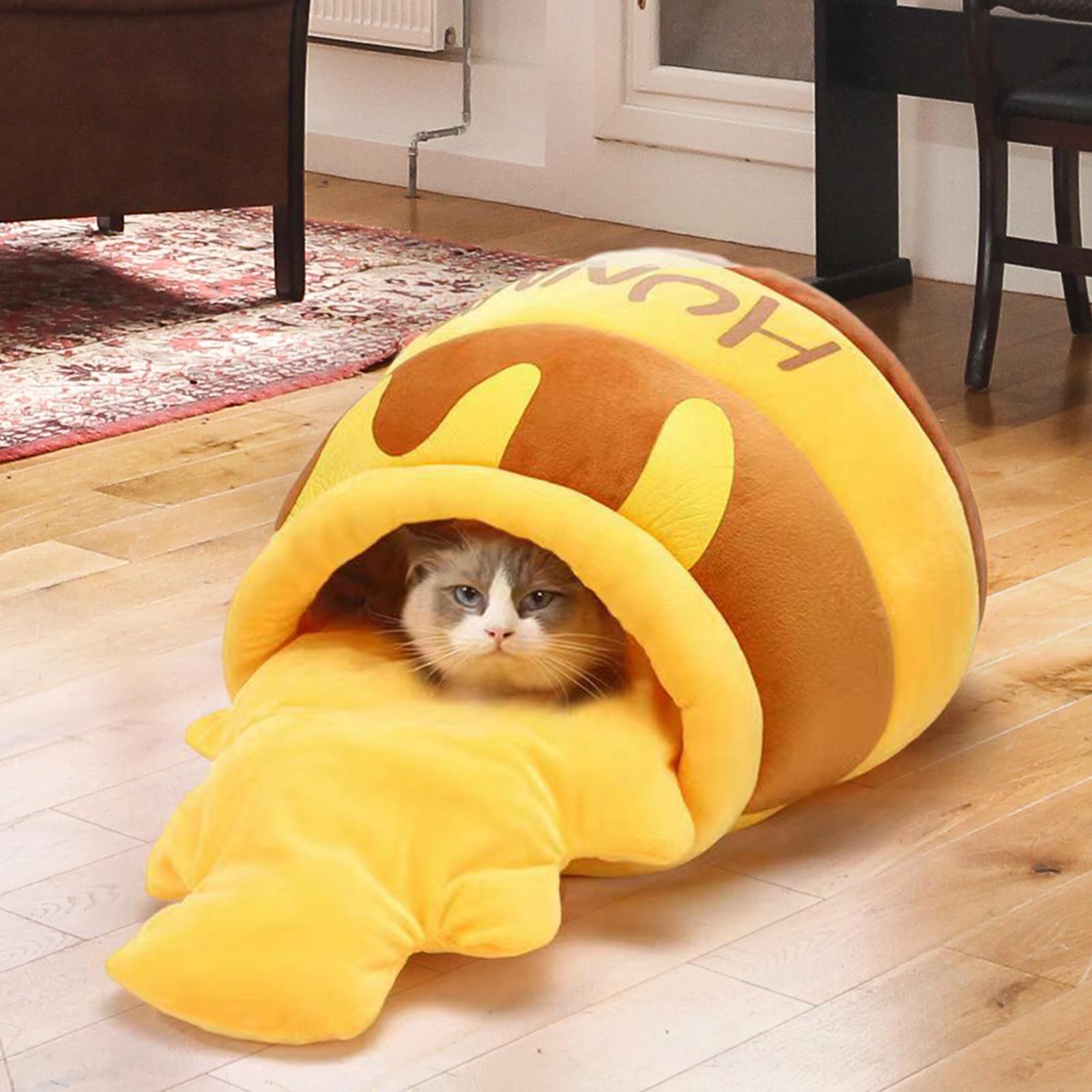 Cat Bed for Indoor Cats Cute Removable Cushion Washable Non Slip Sleeping Bed разноцветный