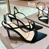 Fashion Black Pointed-Toe Stiletto High Heels For Women, 2025 Summer New Style Cross-Strap Sexy And Elegant Open-Toe One-Shoulder Buckle