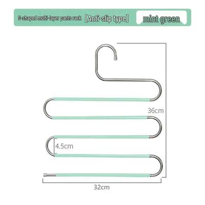 Shou Li Zhan Shen Stainless Steel S-Type Multi-Layer Pants Hangers (5-Pack)
