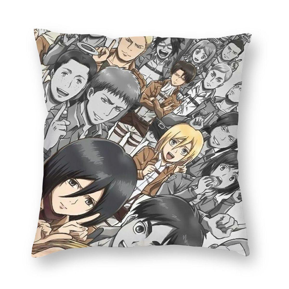 

Adventure Anime Attack On Titan Square Pillowcase Pillow Cover Cushion Zip Decorative Comfort Throw Pillow for Home Sofa 12x12Inch