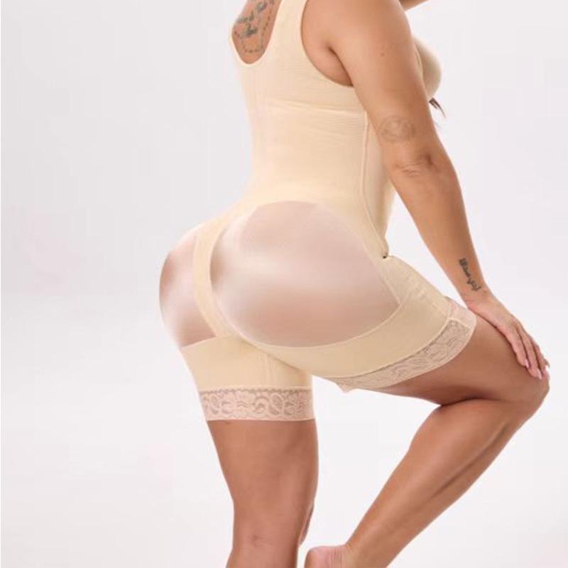 High-Waisted Body Sculpting Zipper Bodysuit: European & American Style Tummy Control Shapewear for Women.