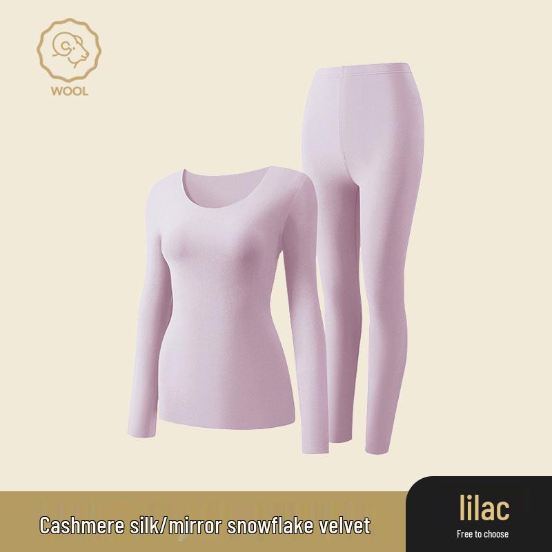 Ropa interior térmica de cachemira y seda alemana: Conjunto Unisex sin Costuras de Cuello Redondo para Otoño e Invierno
