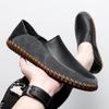 Men's Slip on Moccasins Driving Shoes Casual Loafers Retro Handmade Leather Outdoor Black Wide Shoes for Father Large Size