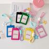 Dopamine PU Leather Card Holder Double Card Slot with Star Pendant ID Card Card Holder Photos Protective Cover