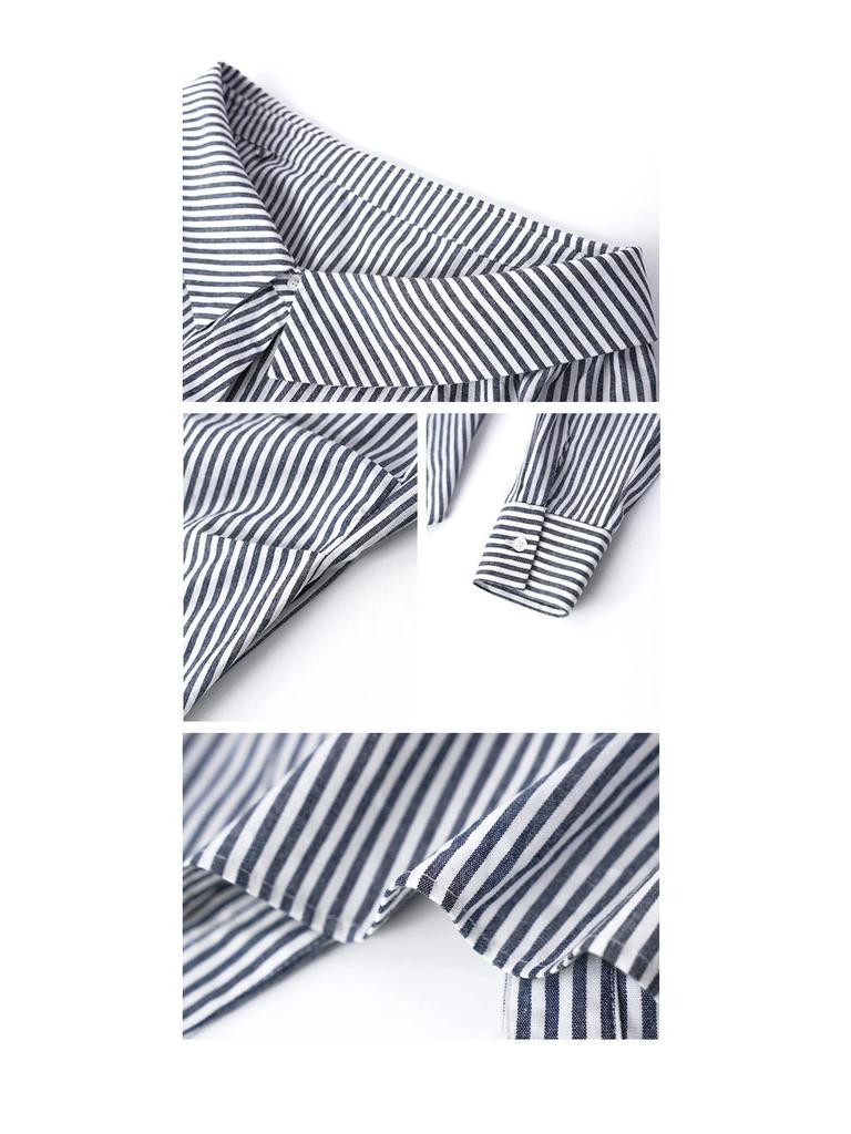 NEWOPEN 2025 Early Spring French Fashion Pure One-Shoulder Striped Women's Shirt C3270