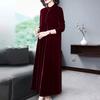 Women's Plus Size Dress Long Gold Velvet Dress Loose Retro Solid A-Line Dress Spring Autumn