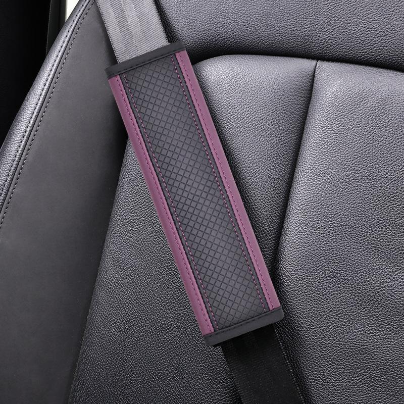 Embossed Fiber Leather Car Seat Belt Shoulder Strap Cover 1Pc Decompression Comfort Easy To Clean for Daily Use 1PCS