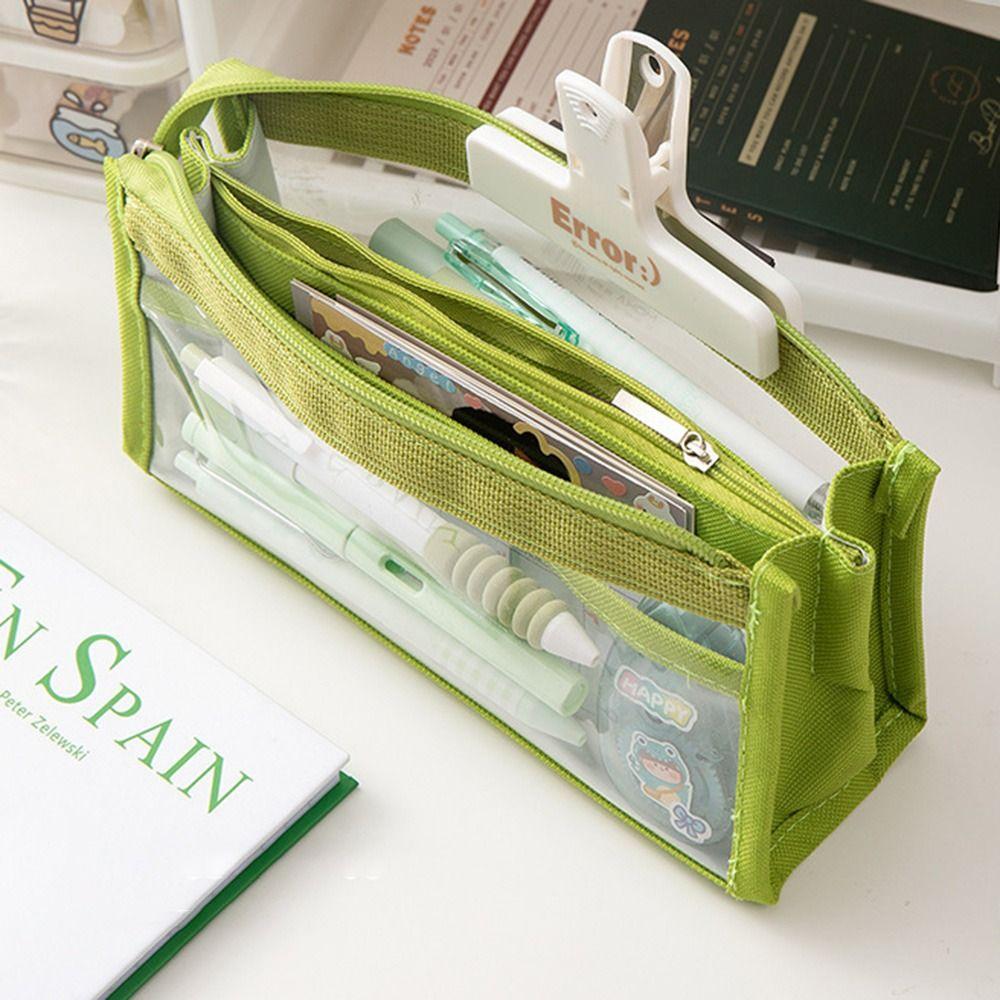 Six-Layer Pencil Bag Transparent Zipper Pouch New Makeup Bag  Students