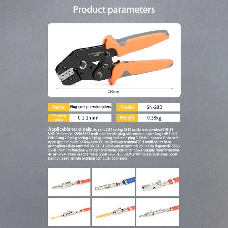 SN-28B Pin Crimper Hand Tool for Connectors Terminals Line Pressing Pliers
