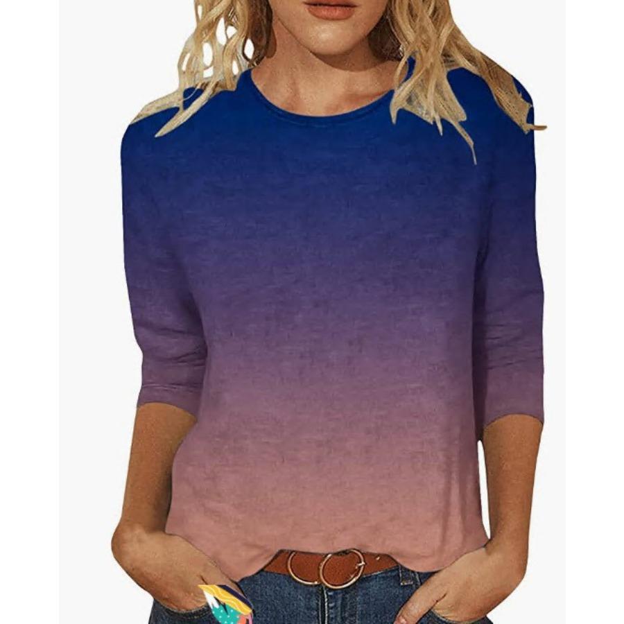 חולצות שרוול ארוך צווארון עגול לנשים מכתב קז'ואל סגנון פשוט מידה גדולה חולצת טי לנשים