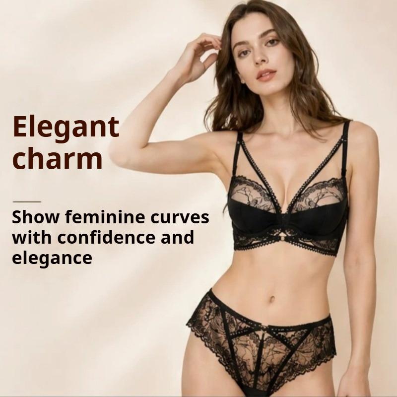 Set Lingerie Sexy Sottile in Pizzo Francese, Set Reggiseno Minimizer Anti-Caduta per Donne con Seno Abbondante