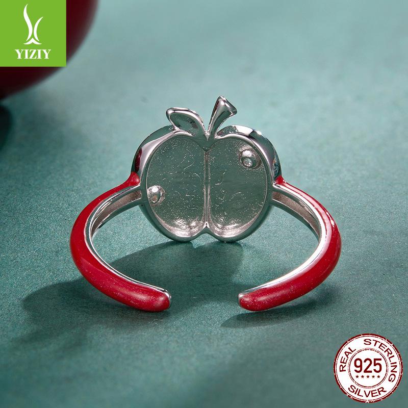 Yinziyun S925 Sterling Silver Romantic Christmas Apple Open Ring Gift