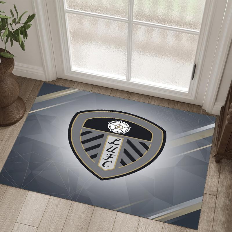 Leeds United Design Kristall Samt Teppich Gemütlich Nicht?Rutschfester Teppich mit Aufdruck für Schlafzimmer Wohnzimmer Eingang