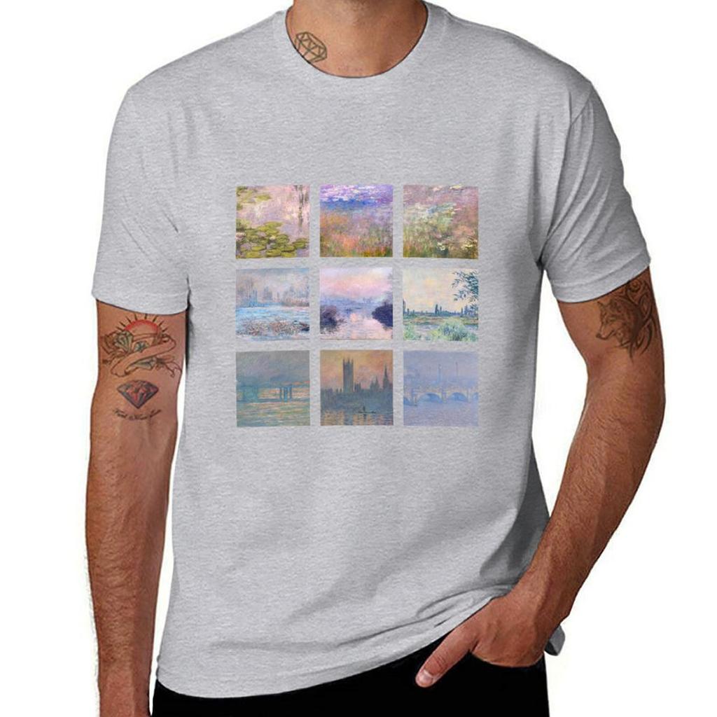 Miękkie monet kolaż T-shirty blanki chłopcy nadruk zwierzęcy plus size śmieszne t-shirty dla mężczyzn
