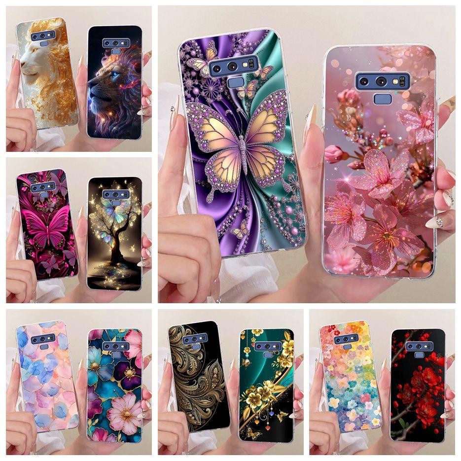 For Samsung Galaxy Note 9 Case SM-N960F Luxury Flower Butterfly Painted Cover Soft Slim Phone Case For Samsung Note 9 Note9 Bags
