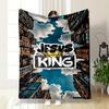 Text "Jesus Is My King" Overlaid On Buildings Converging Toward the Sky. for All Seasons Blanket Lunch Break Throw Gift