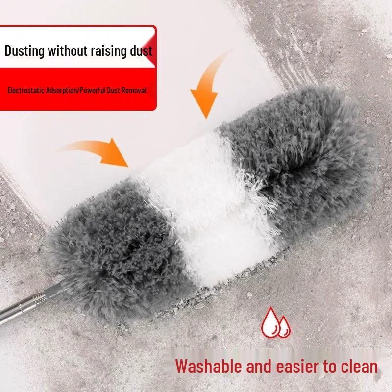 2.8m Extra Long Telescopic Bendable Feather Duster for Cobwebs - Non-Shedding