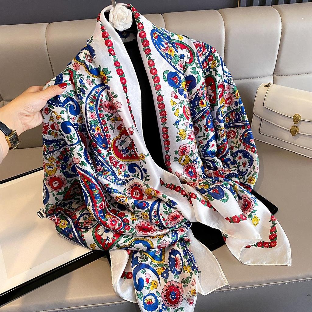 Summer Retro Scarf 180x80Cm Large Soft Scarf Women Stylish Cashew Print Long Beach Shawl Handkerchief Elegant Travel Wrap Hot